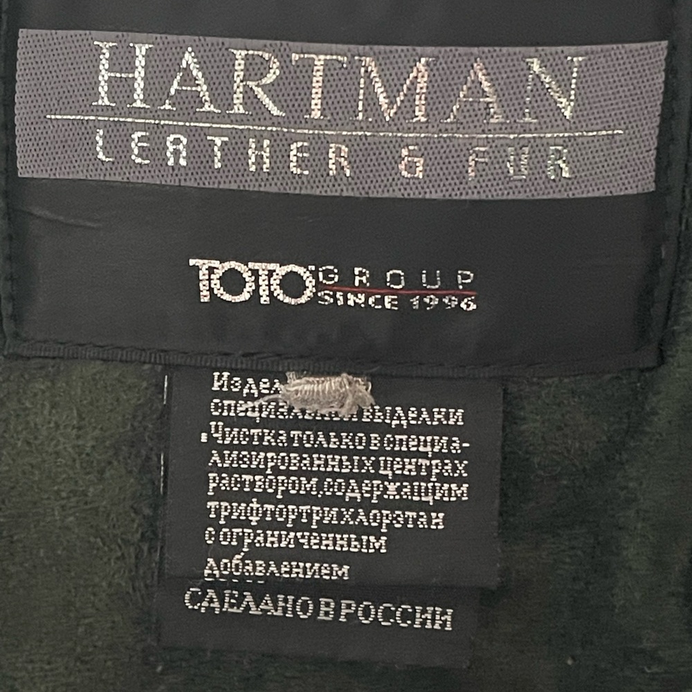 HARTMAN Shearling Coat | Vintage Green Sheepskin Suede Fur Jacket - Picture 15 of 17